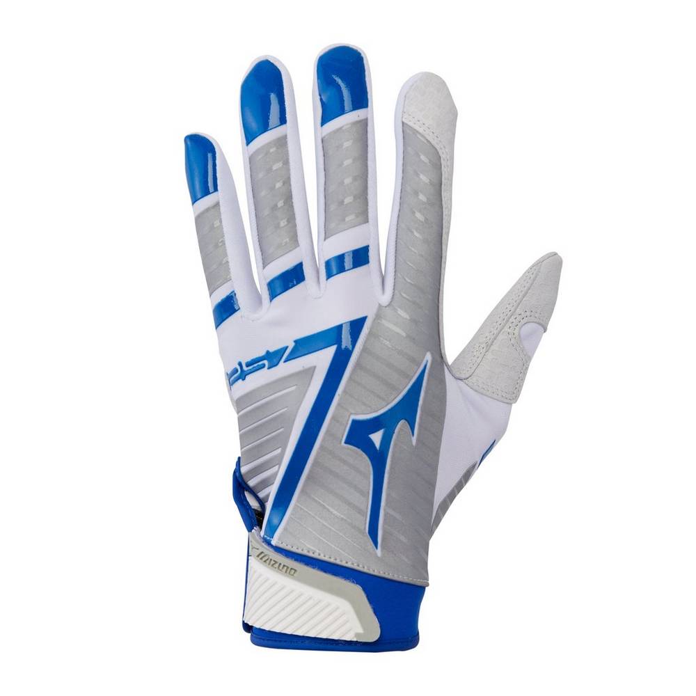 Womens Mizuno F-257 Softball Batting Gloves White/Royal Philippines (FOHVRA637)